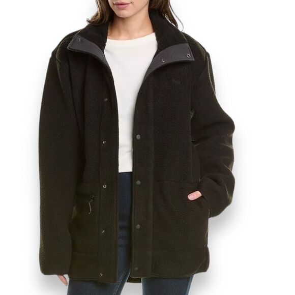 RAINS Heavy Fleece Jacket Adult S Long Black Zip Up Full Boxy Fit Layer Unisex - Picture 12 of 13